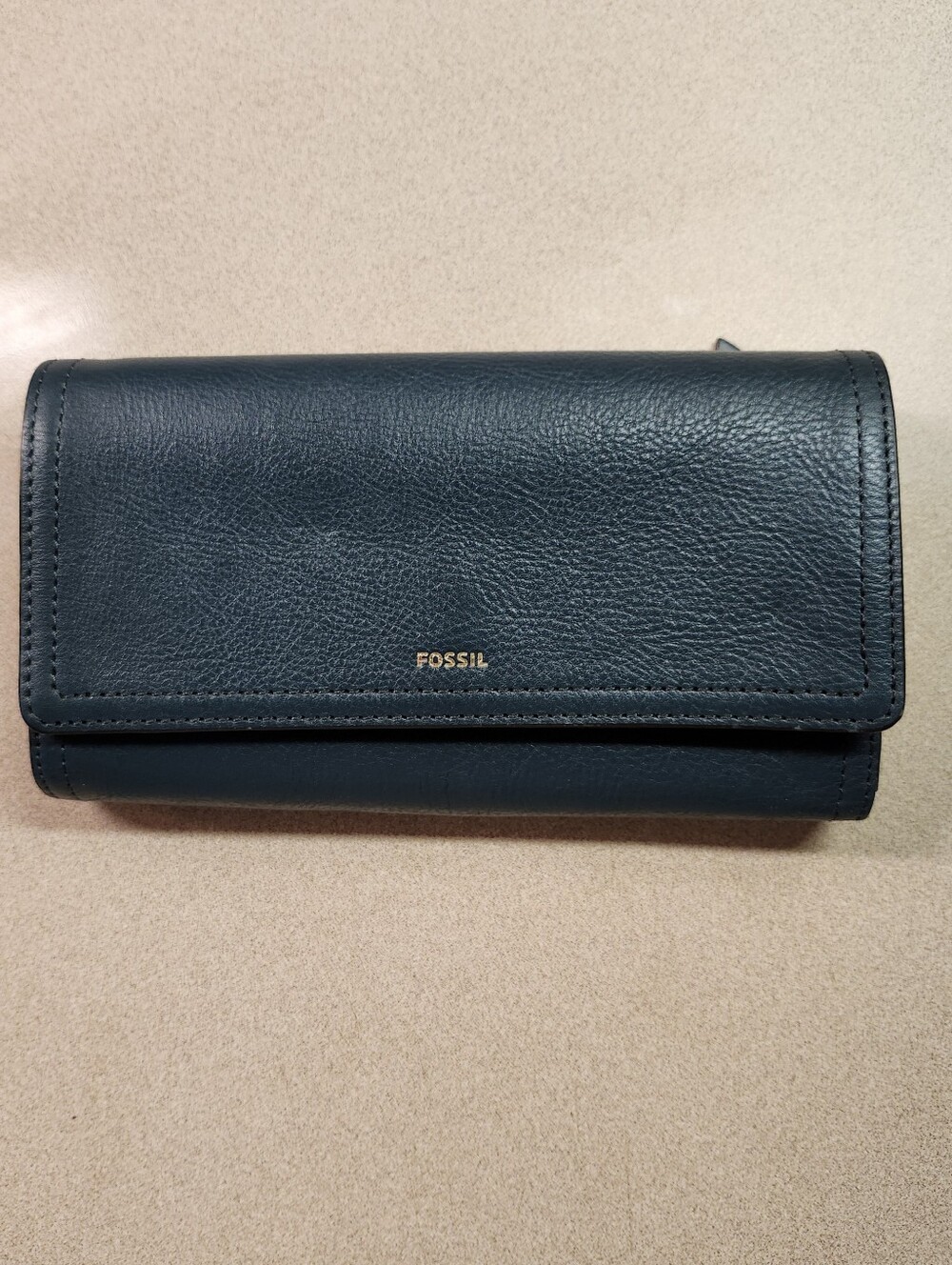 Fossil Logan RFID  Flap Women's Leather Wallet In Gorgess Deep Green New No Tag
